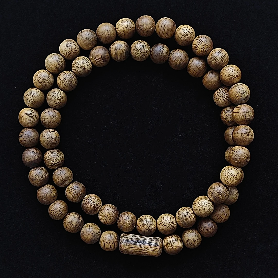 【中国沉香之乡电白—不戒斋】沉香手串0.9圆珠双圈14g+多样性发一条