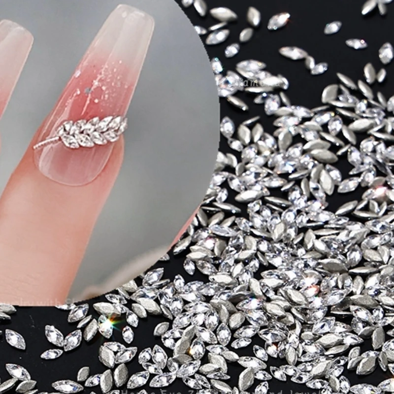 【5A倒边马眼锆石】1.5*3mm锆石马眼银色香槟色迷你金色爆闪美甲钻