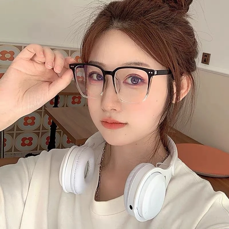 新款防蓝光眼镜女韩版素颜眼镜不规则眼镜框男女大方框成品近视镜