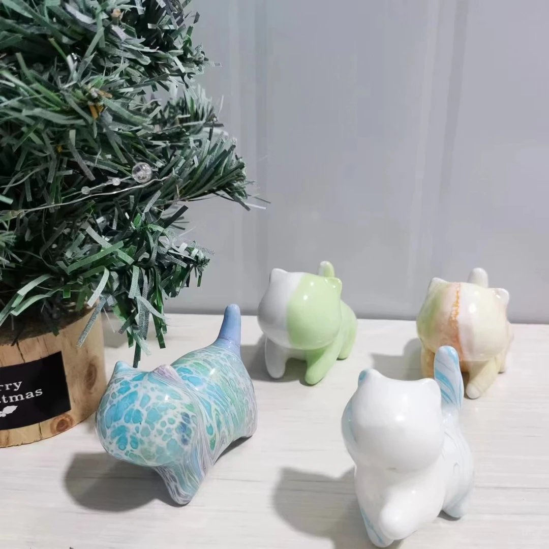 中猫流体7公分摆件纯手工彩绘摆件