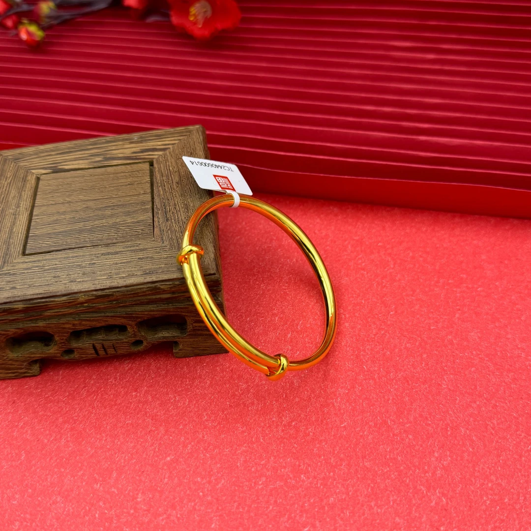 足银手镯 亮面推拉可调节手镯简约时尚素款手镯经典素圈镯子