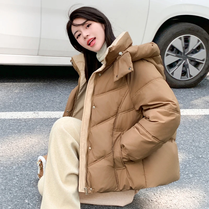连帽棉衣女冬季棉服2024短款新款棉袄宽松加厚保暖面包服外套洋气