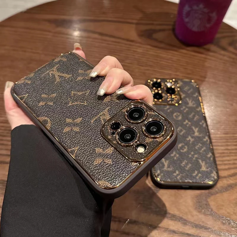 苹果17promax手机壳电镀老花适用iPhone16奢华14皮质13网红女款15