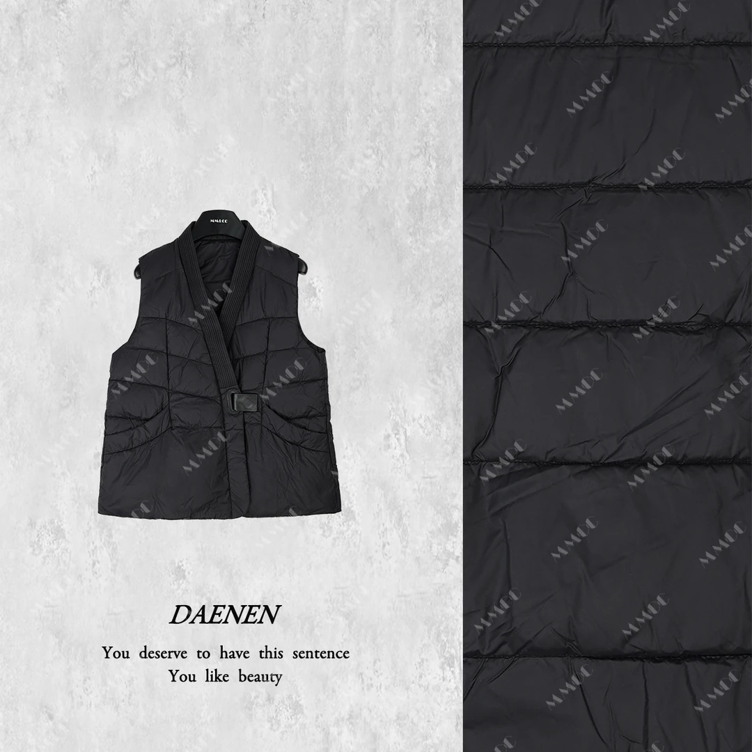 【梨花雪】新中式斜襟V领侧系带马甲女2024秋冬新90白鸭绒马夹F9871