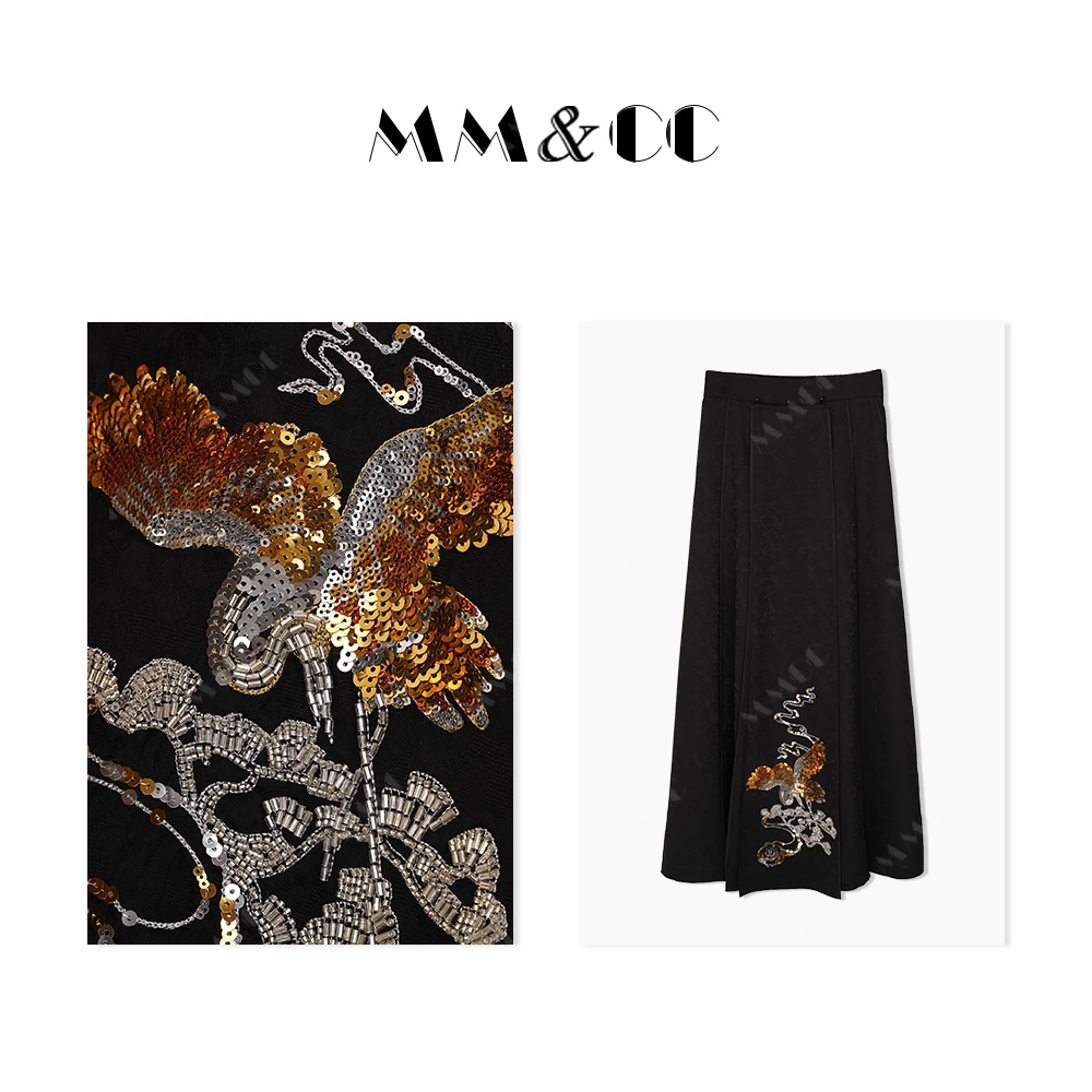 【朝花锦】春夏新款新中式国风重工刺绣半身裙中高腰马面裙F9121