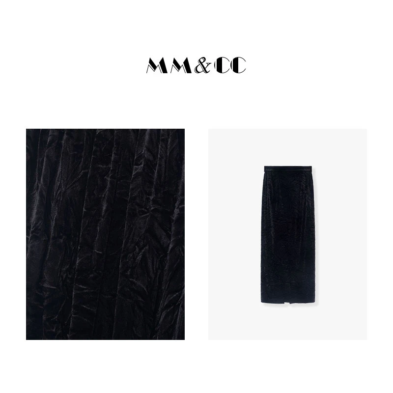 《雾里看花》复古丝绒半身裙女秋冬高腰显瘦时尚气质包臀裙子E6725