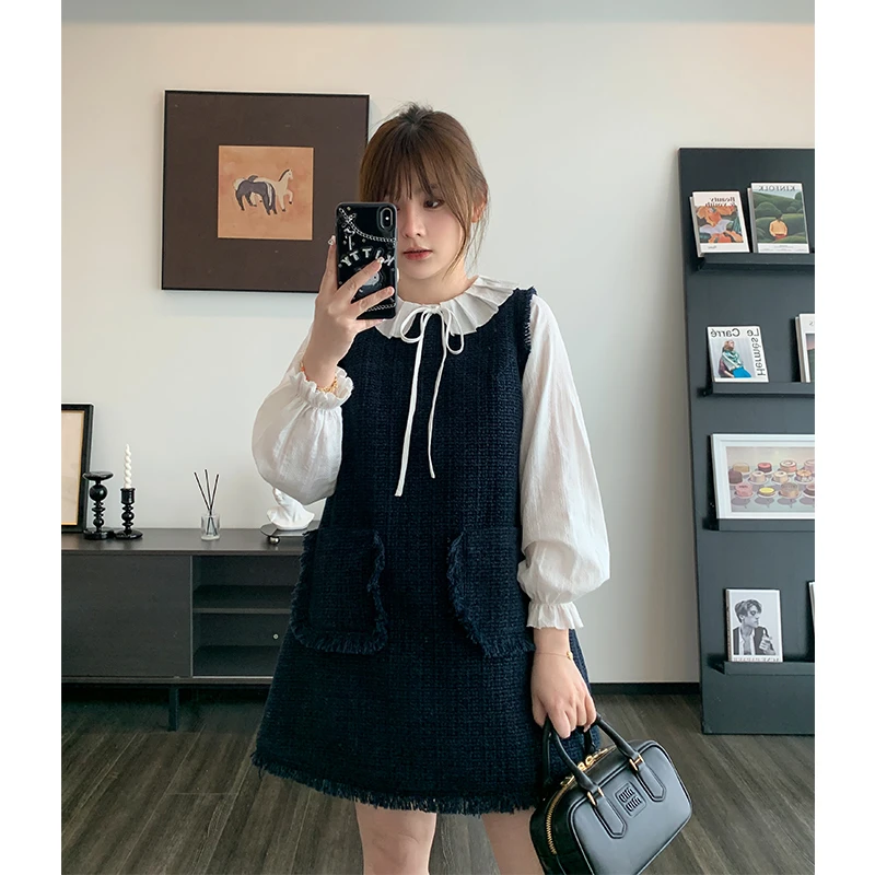 【宠粉回馈】马西西微胖大码小香马甲背心裙女气质连衣裙中长款裙子