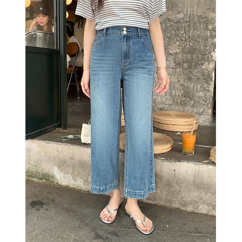 【宠粉回馈】马西西微胖mm九分休闲牛仔裤女大码宽松显瘦阔腿裤子