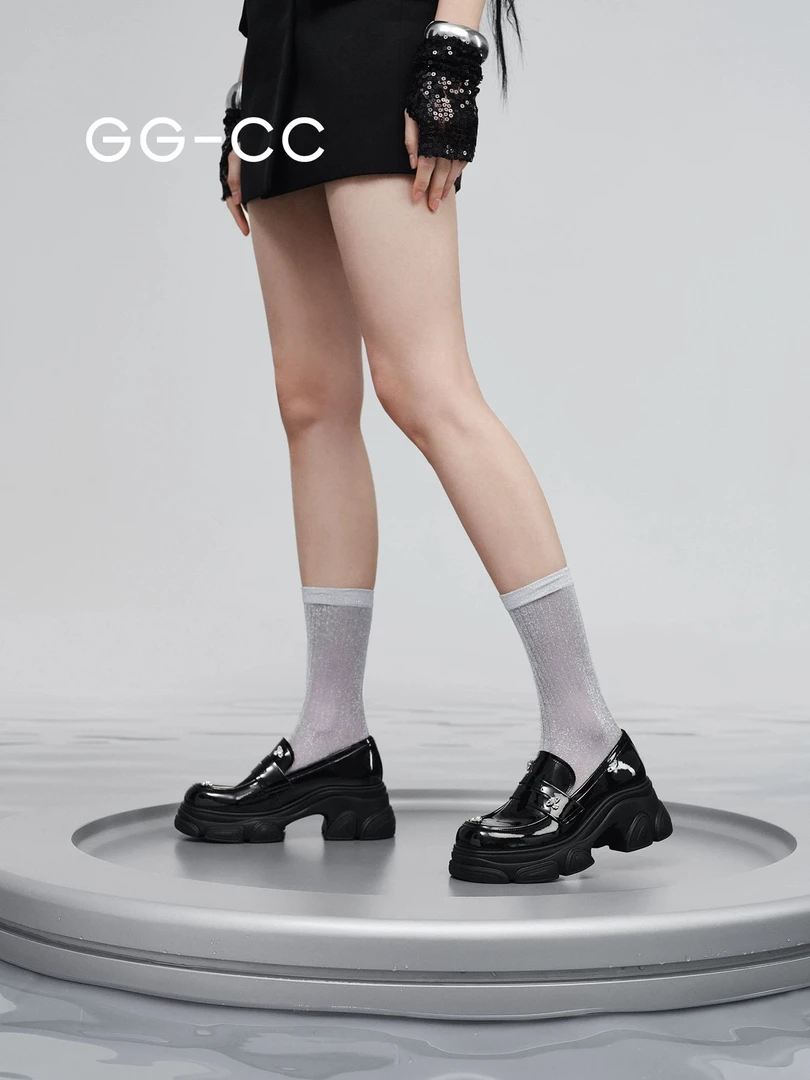 【鞠婧祎同款】GGCC星系岛屿2024年春季新款乐福鞋厚底增高单鞋女