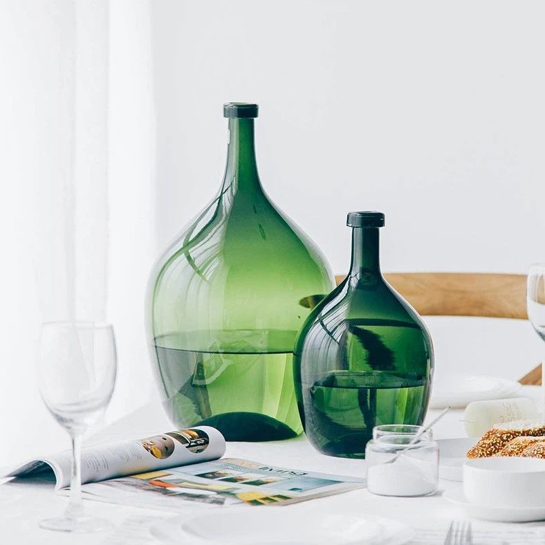 现代高级感新款吊钟透明玻璃花瓶马醉木大肚水培北欧客厅落地摆件