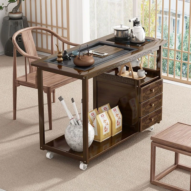 移动茶几茶水柜功夫茶台泡茶桌小型泡茶车家用简约带轮茶具茶水柜