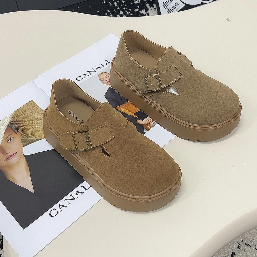 8003经典勃肯鞋女百搭厚底增高单鞋复古风懒人鞋一脚蹬