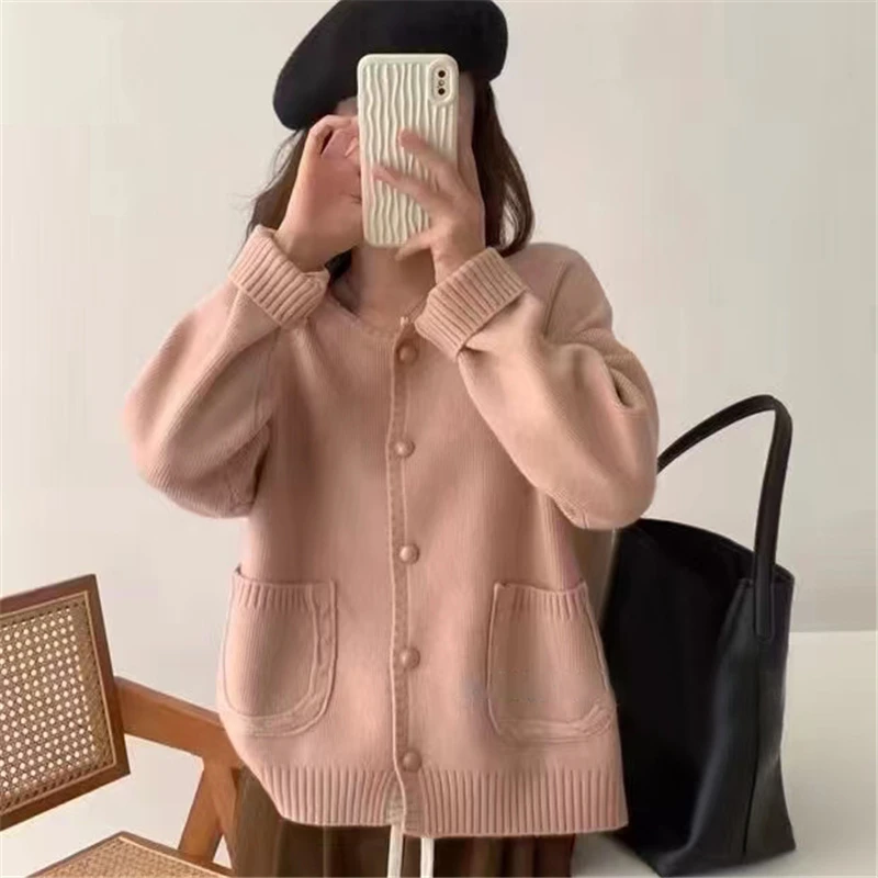 新款短外套加厚慵懒风宽松秋冬针织短版开衫EET78-629