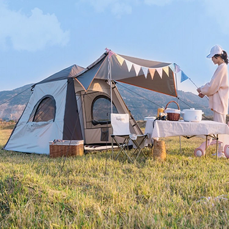 黑胶公园亲子帐篷户外便携式折透气自动速开野营露营牛津布室内