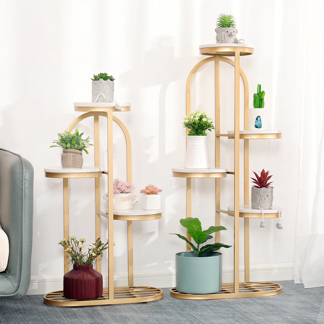 聚当当室内客厅绿萝花架子轻奢多层铁艺花架阳台多肉吊兰落地花盆