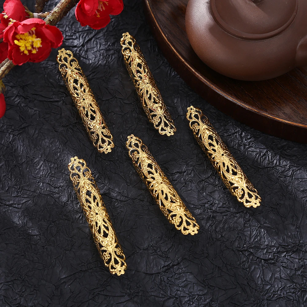 扇柄长条弯铁片 婚庆团扇手柄镂空花片 新娘头饰挂镀铁质配件现货