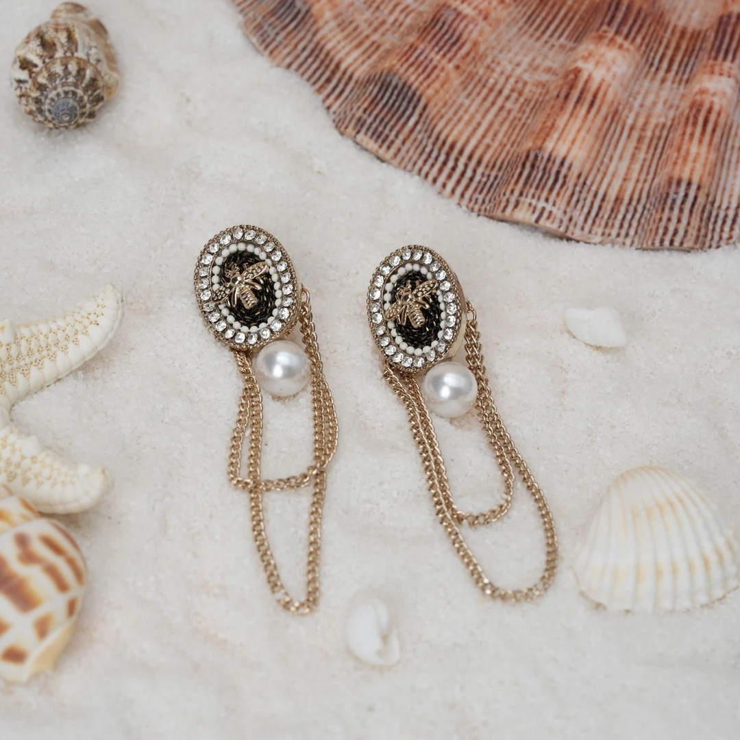 铜合金仿珍珠耳饰 气质耳环轻奢时尚法式长款设计师2126