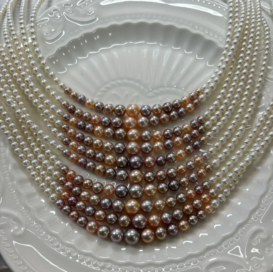 高货 糖果色塔链淡水珍珠极光无瑕渐变大小百搭 多样性发一