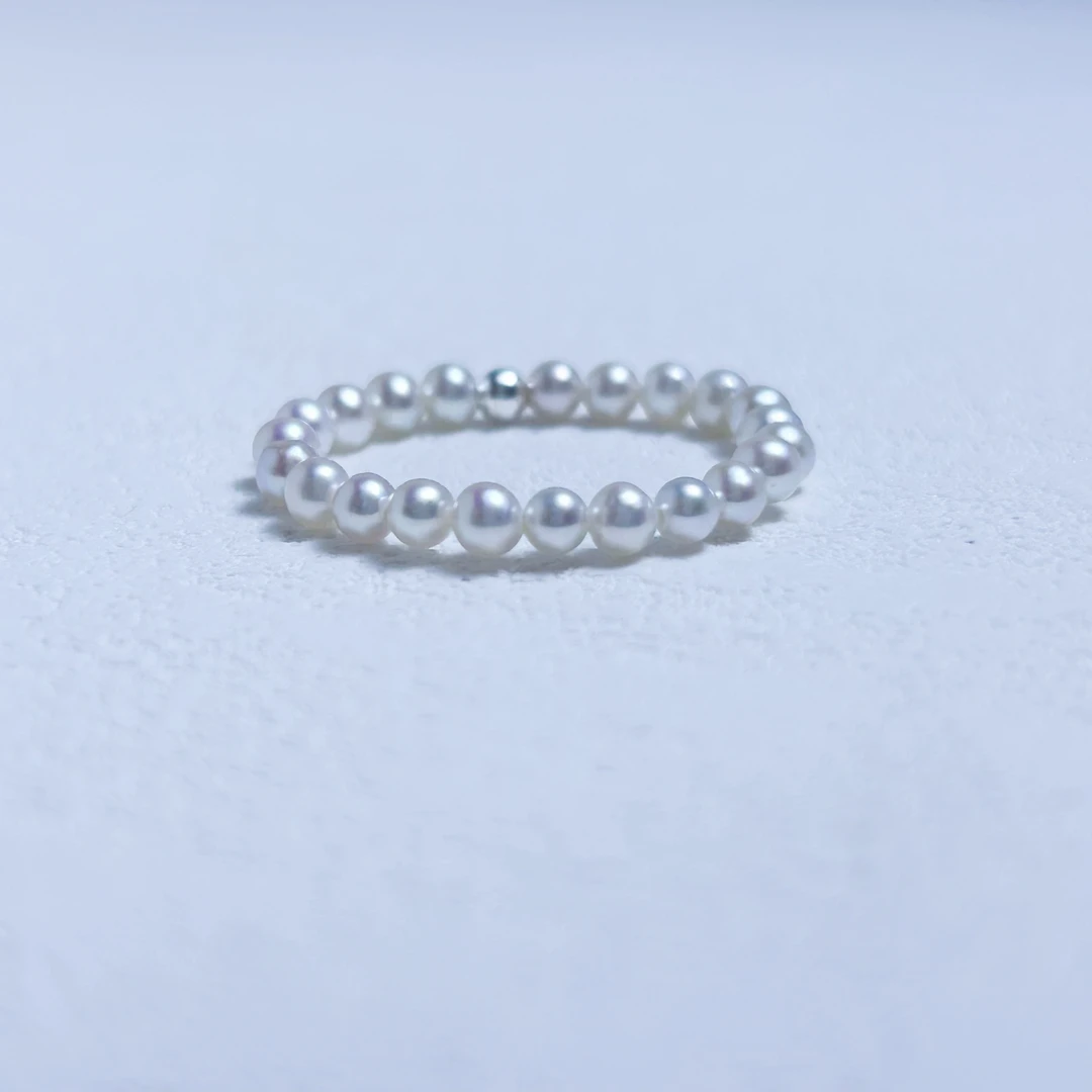 极光炫彩baby珍珠戒指2.5-3mm法式气质