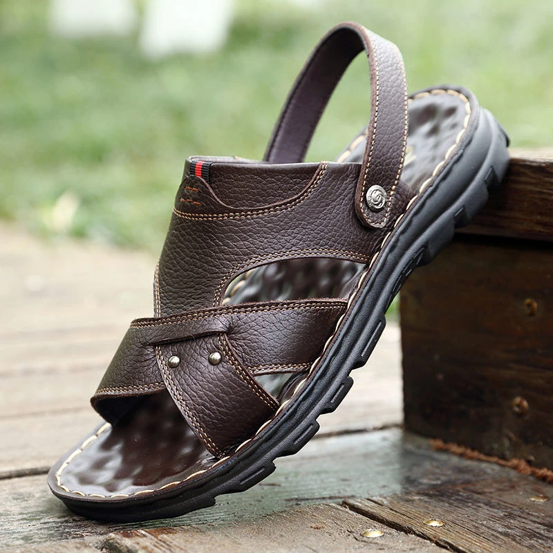 正品2025夏季新款男士耐磨沙滩鞋韩版休闲软底爸爸凉拖鞋外穿两用