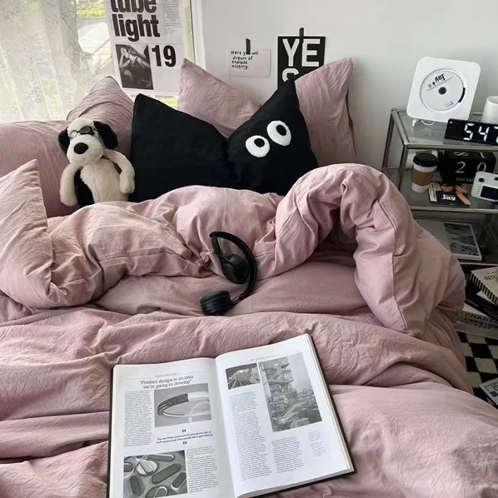 单品床上用品被套枕套床单纯子单人简约纯色亲肤学生宿舍家用格子