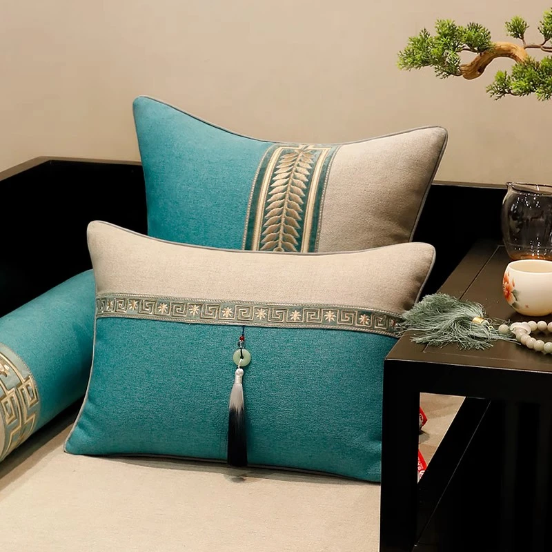 中式抱枕靠垫高档客厅红木沙发靠背垫长条腰枕床头大靠枕靠背含芯