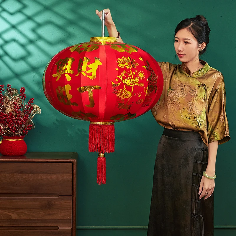 【有光布烫金】绸布烫金大红灯笼防水防晒大门阳台别墅自建房乔迁