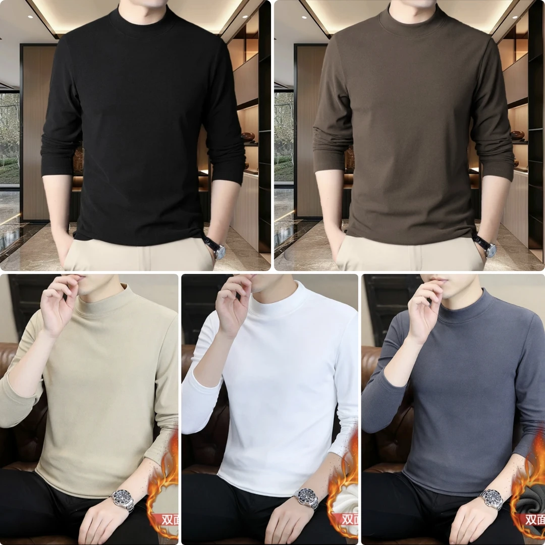 【德绒打底】秋冬新款恒温保暖紧身套头圆领简约百搭打底男士长袖