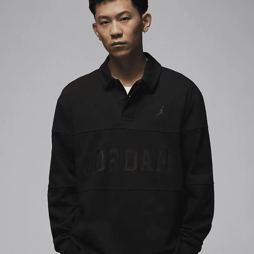 【NK/就近门店发货】NIKE耐克男子AJ百搭黑色有领长T恤FV7262-010