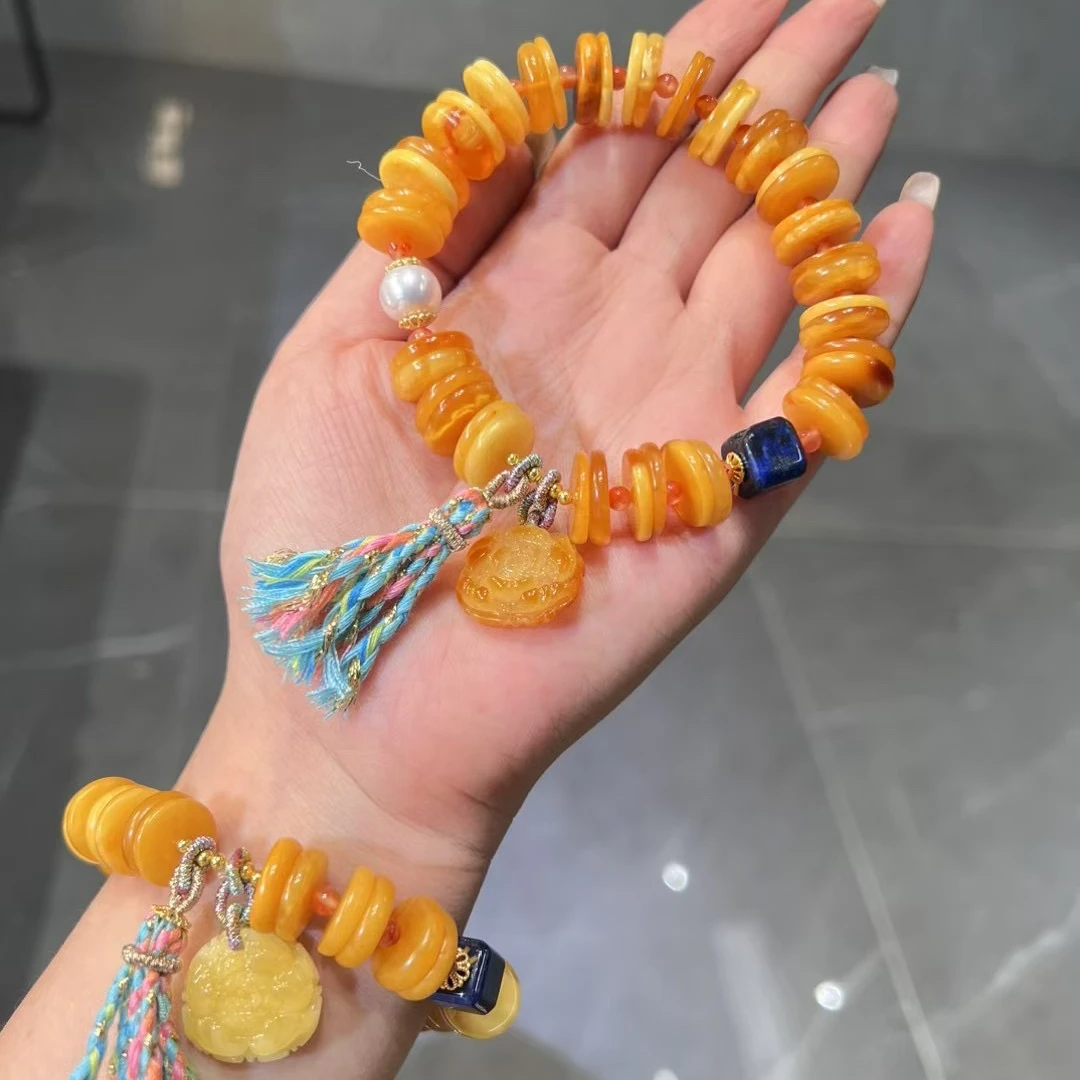 天然蜜蜡算盘珠手串（俄料设计款） 多样性发其一（礼盒+证书）