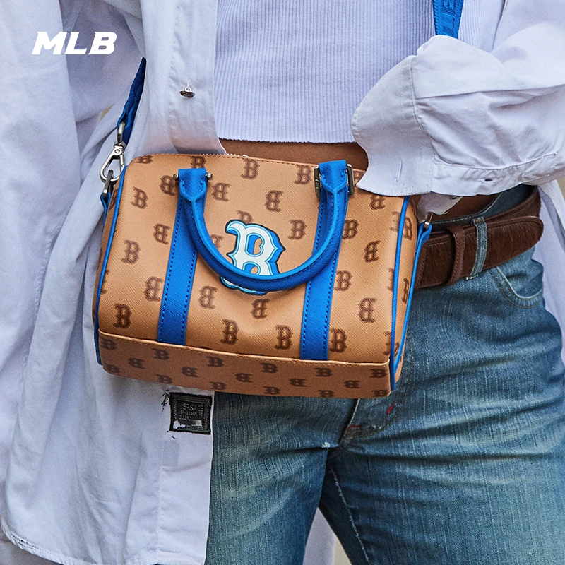 MLB雅丹风男女情侣经典复古老花肩包旅行包春夏休闲拼色3ABWS023N