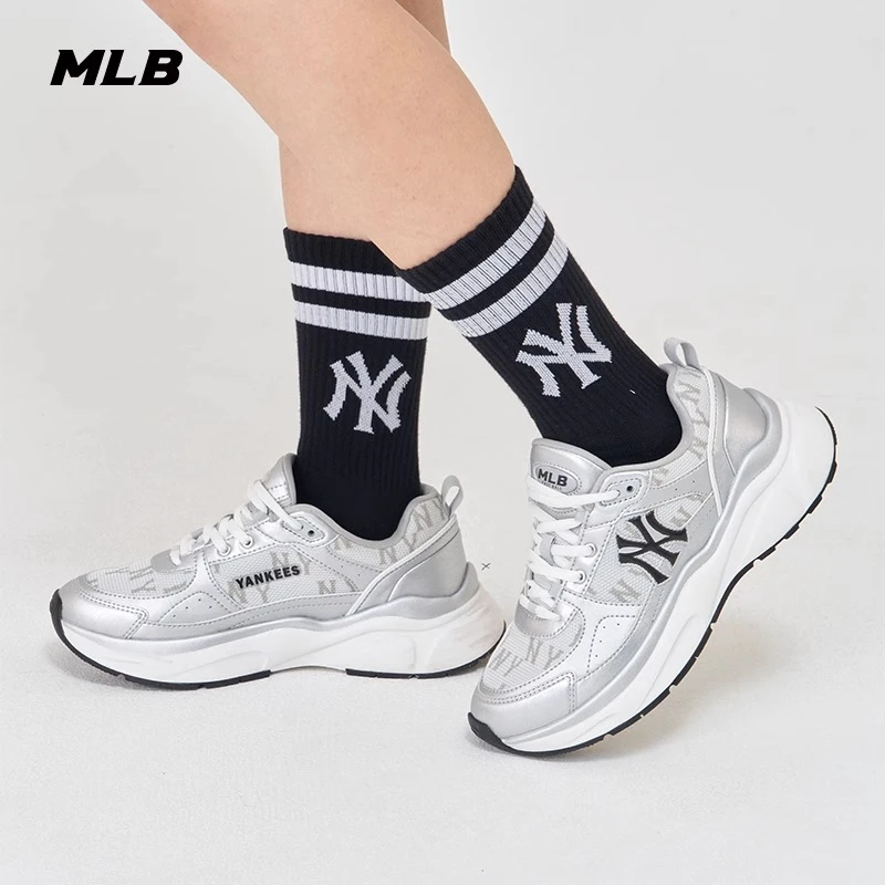 MLB男女情侣爆款复古老花老爹鞋厚底轻便运动鞋春夏新款3ARNFSB4N