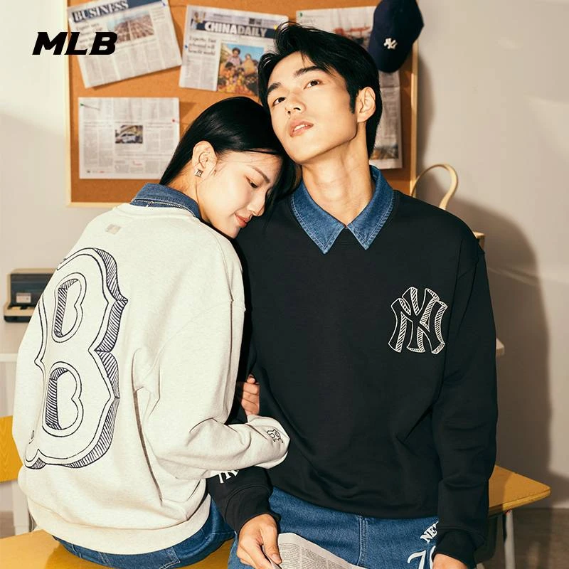 MLB男女情侣美拉德大logo套头卫衣运动潮流23秋冬季新款3AMTB0434