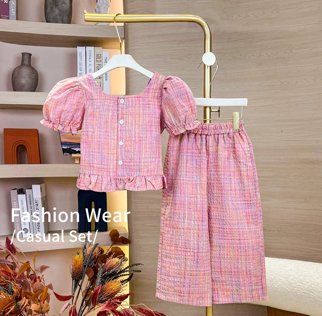 女童夏季儿童节套装2024新款儿童韩版气质洋气短袖套装时髦衣服潮