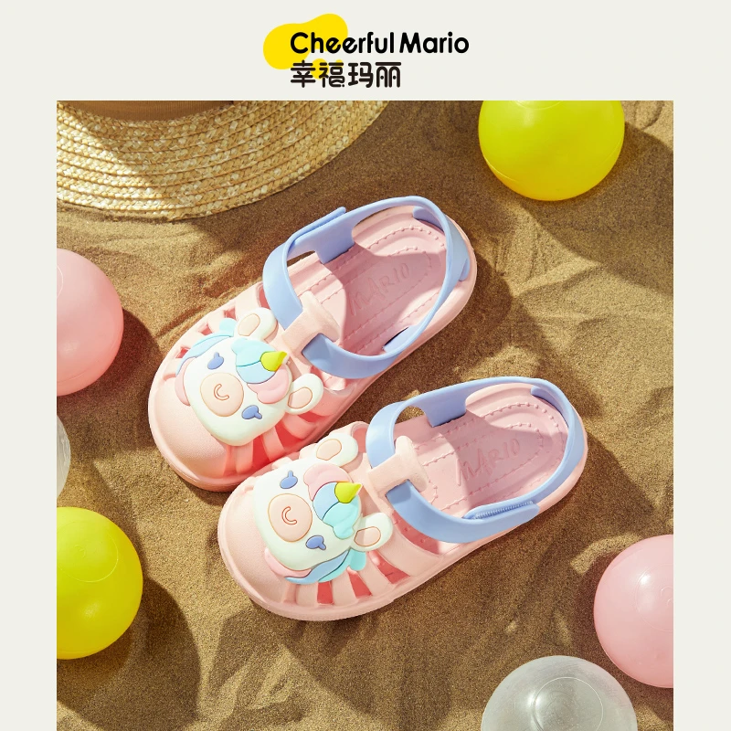 独角兽宝宝凉鞋女童1一2岁夏季2024新款婴幼儿包头防滑儿童沙滩鞋