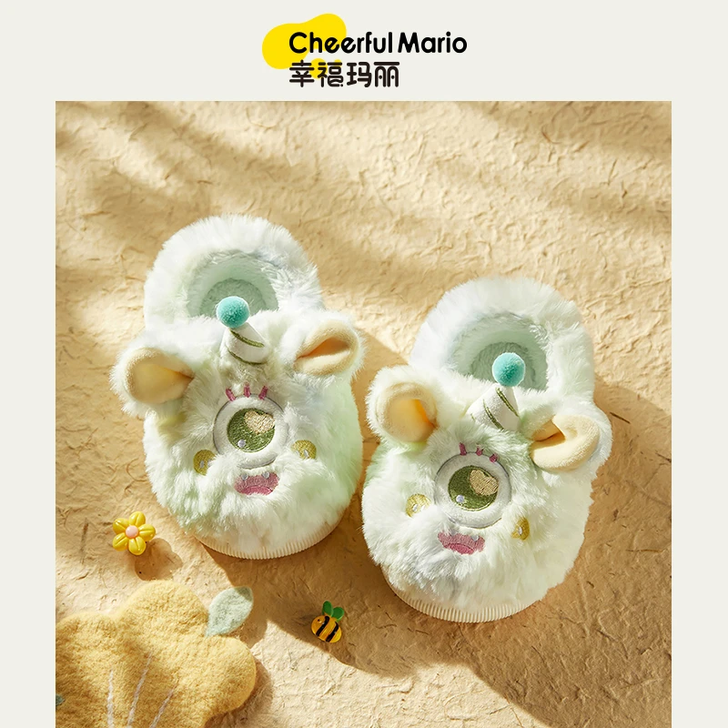 女童拖鞋2023新款可爱毛绒家居小女孩冬天室内防滑儿童棉拖鞋冬季