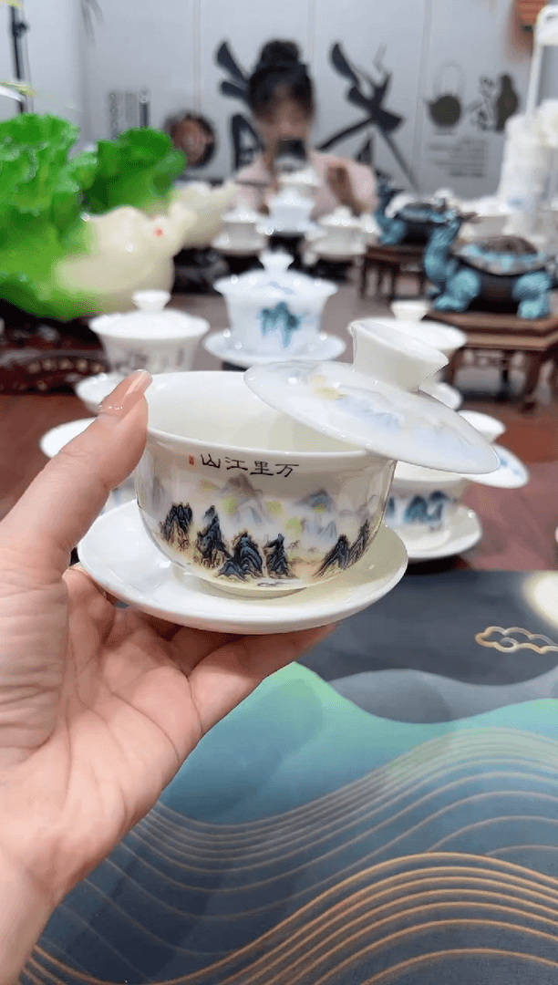 【闪购商品】小号万里江山元宝盖碗