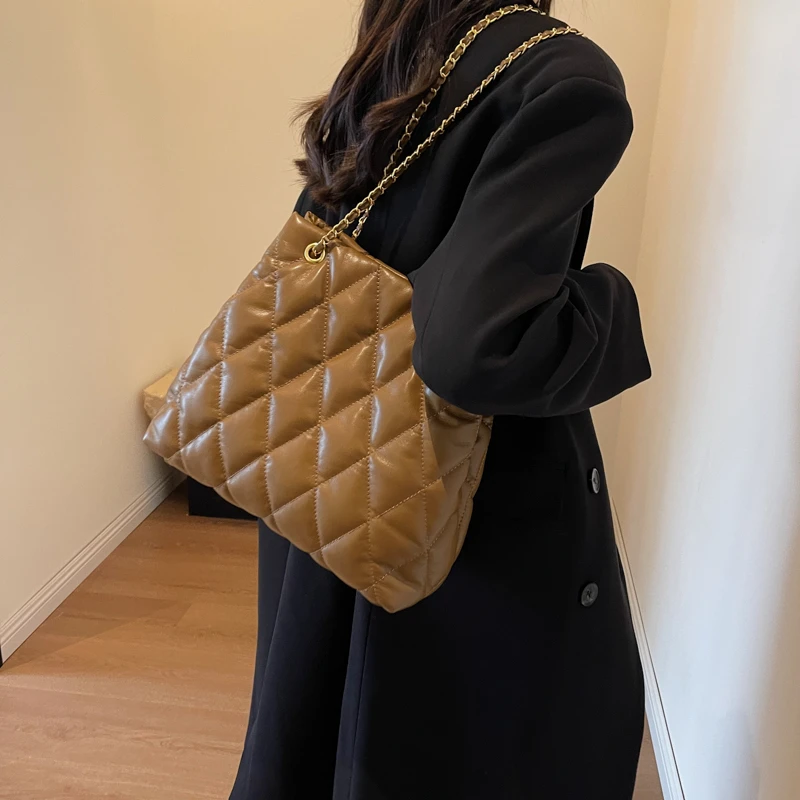 时尚链条包包新款秋冬菱格托特包潮款爆款高端上档次女包机场包