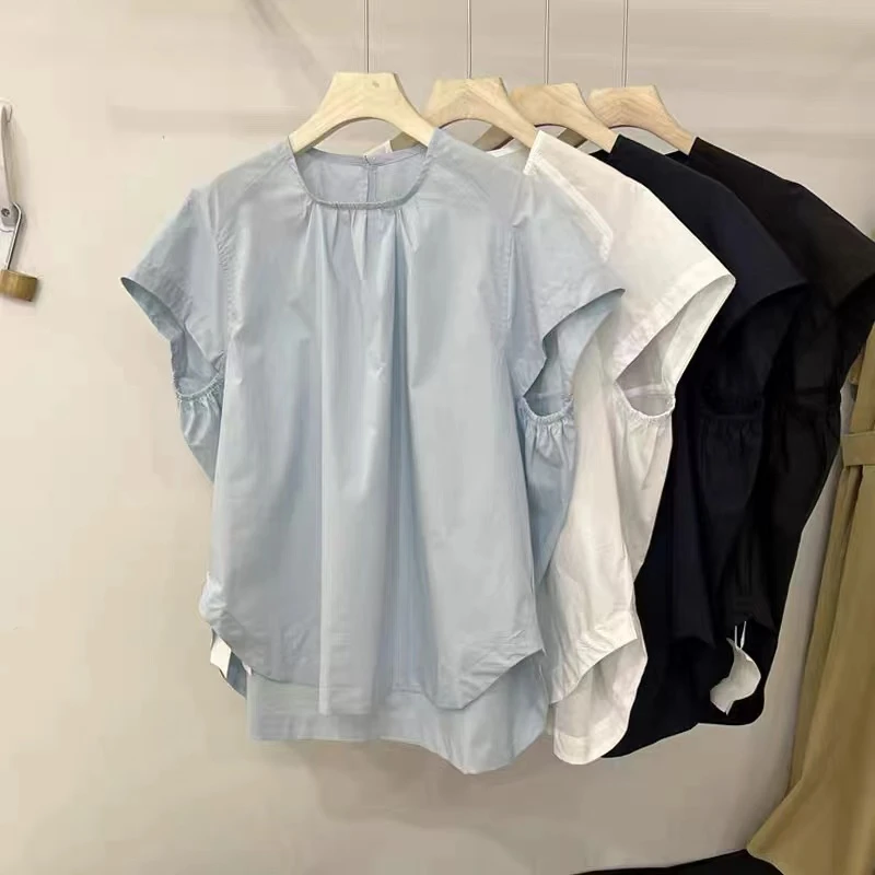 夏季 气质 简约 时尚 百搭 圆领 上衣