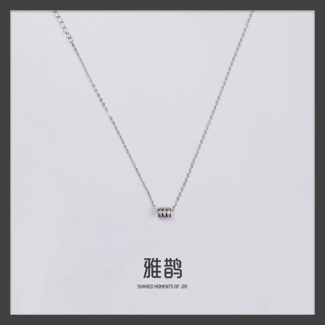 YAQUE/雅鹊 坠链均925银合成锆石 小蛮腰吊坠简约轻奢百搭