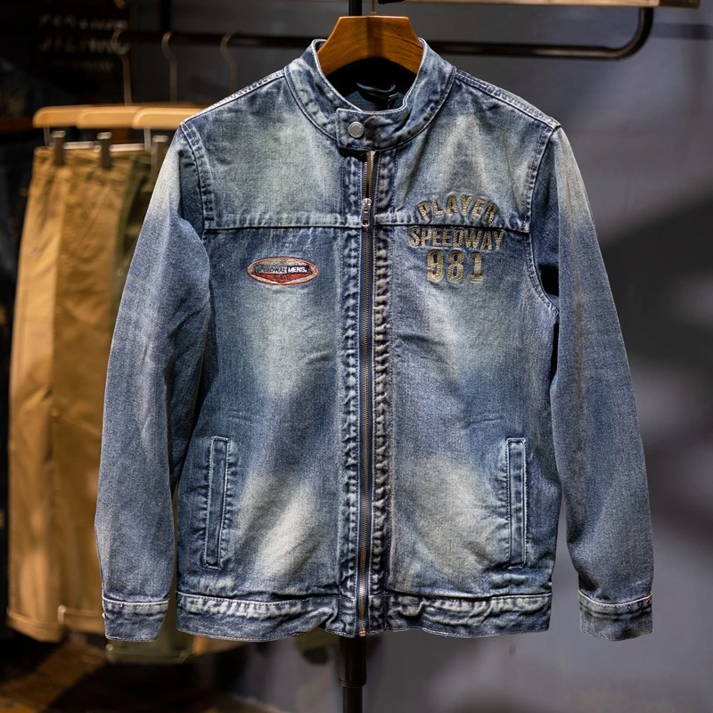 硬汉机车风上档次男士外套春秋男装牛仔夹克新款复古上衣潮流523