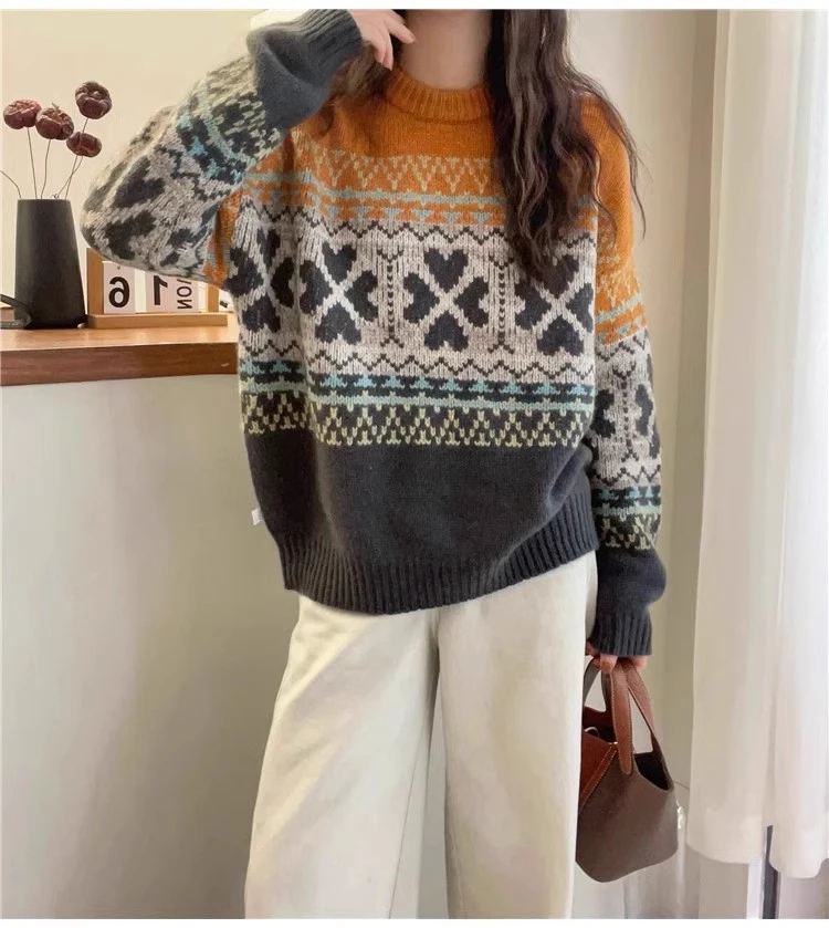 加厚保暖内搭针织衫女士早秋冬洋气减龄法式复古提花外穿上衣