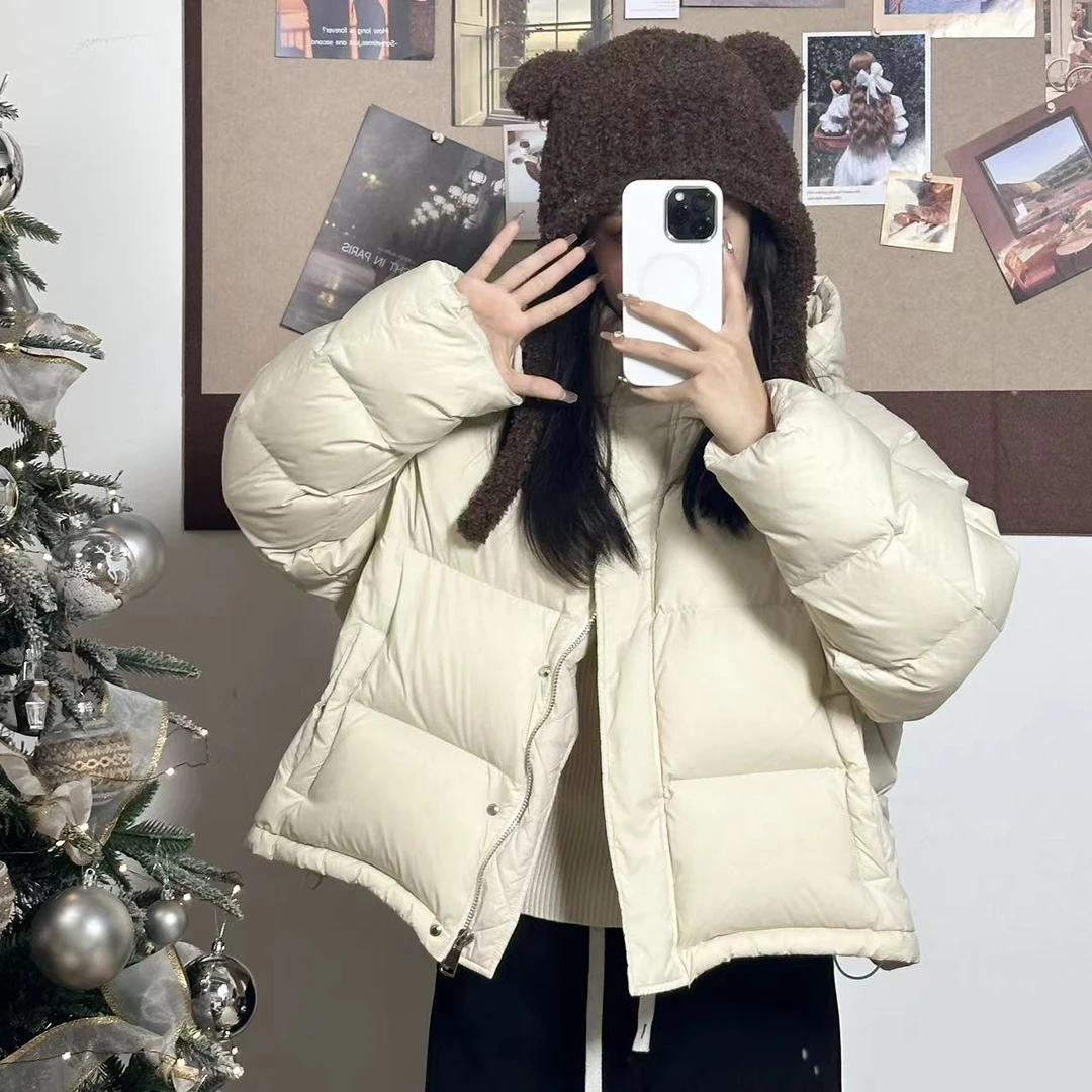 冬季新款帽子可拆短款连帽白鸭绒羽绒服韩版短款羽绒服
