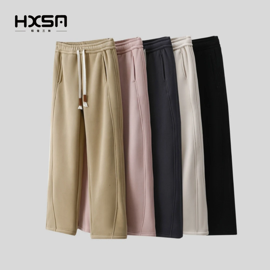 （现）HXSM 「“香蕉裤”」 冬加厚绒线条修饰直筒裤7333