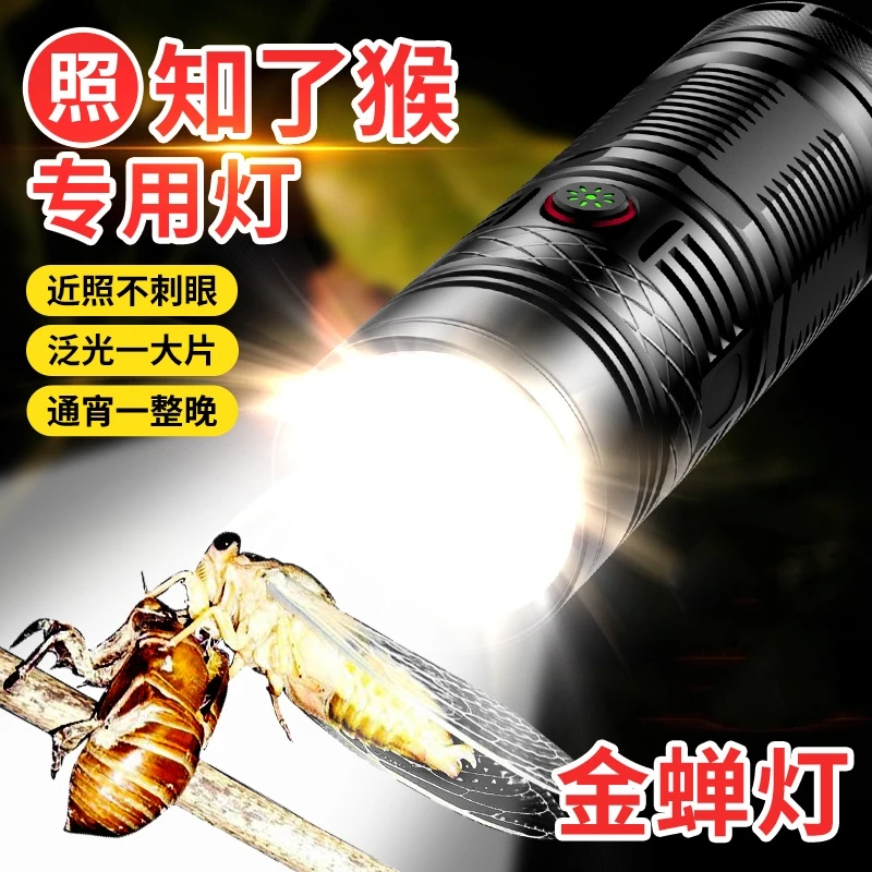 天火照知了猴专用灯强光手电筒充电超亮户外远射金蝉爬叉夜视神器