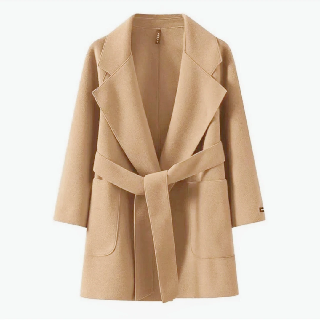 6316秋冬双面绒外套女短款小个子毛呢大衣气质百搭显瘦韩版宽松