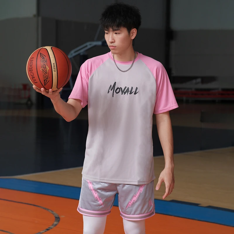MOVALL篮球短袖t恤美式投篮服速干服宽松运动跑步透气男夏季健身