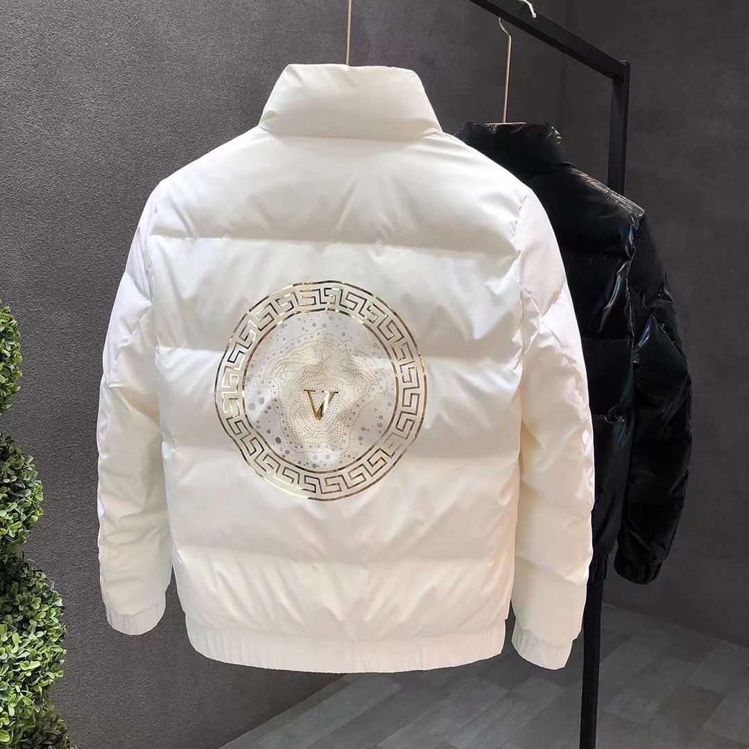 流行羽绒服男潮牌亮面冬季新款羽绒服男士加厚白色短款冬装保暖外