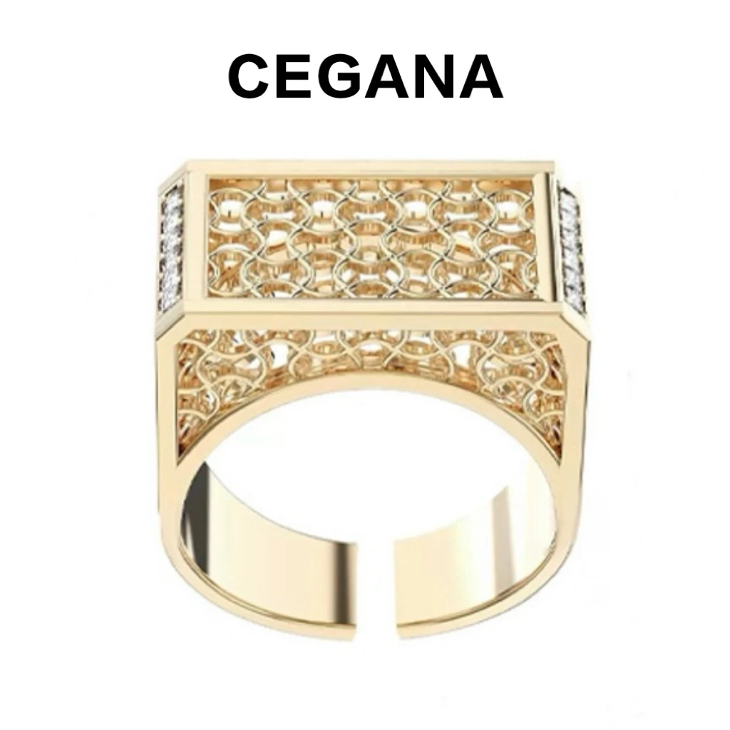 铜合金合成锆石戒指 CEGANA【锦程】东方美学金色扳指戒指