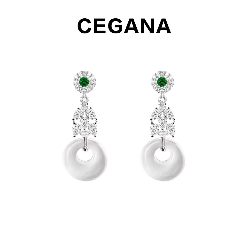 铜合金合成锆石耳饰 CEGANA【岁岁平安】平安扣耳饰时尚气质